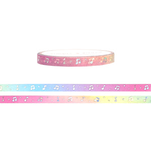 90s Pride Musical Notes washi (5mm + silver holographic crystal shatter foil)