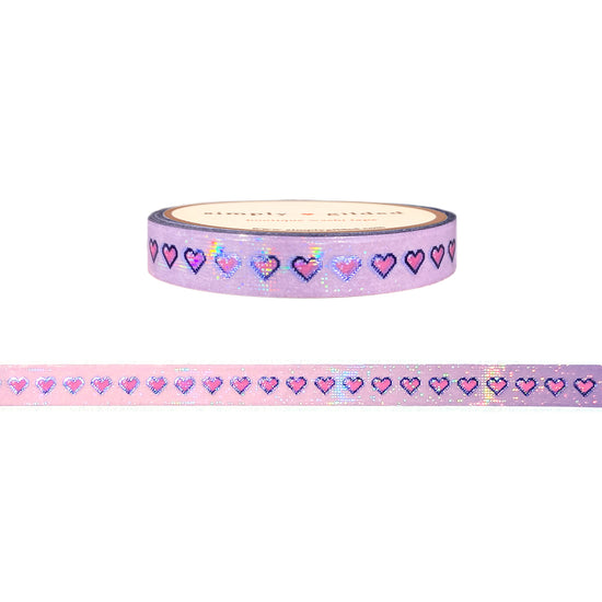 Gamer Girl Hearts Ombré washi (7.5mm + purple foil / overlay)