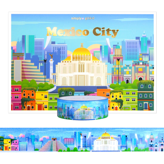 Mexico City Passport washi set (15mm + light gold foil)