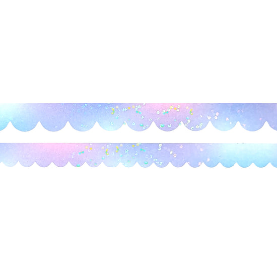 Pastel Mermaid Scallop washi set of 2 (10/8mm + bubble glitter overlay)