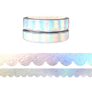 Silver Holographic Scallop washi set of 2 (10/8mm)