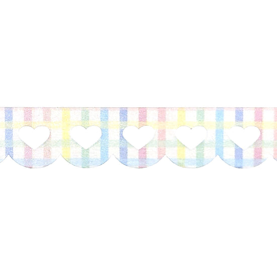 Rainbow Gingham Heart Lace Scallop washi (12mm) - Restock