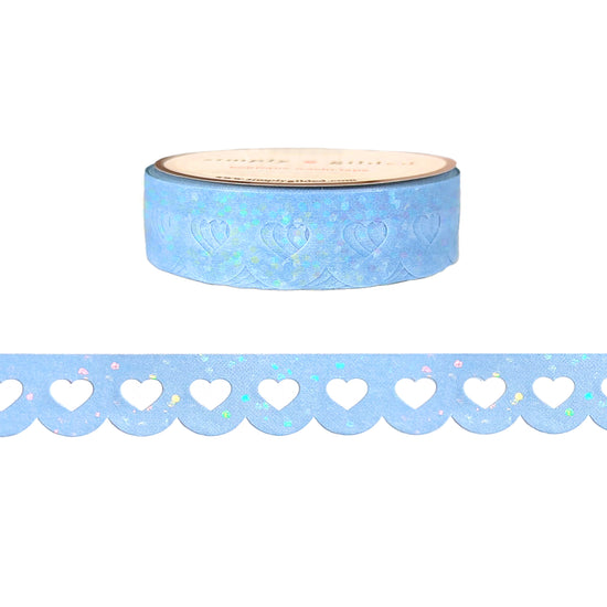 Rainy Day Heart Lace Scallop washi (12mm + bubble overlay)