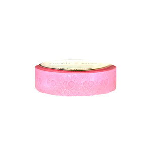 Neon Party Pink Glitter Heart Lace Scallop washi (12mm)