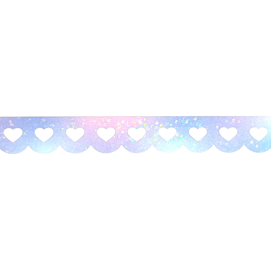 Pastel Mermaid Heart Lace Scallop washi (12mm + bubble glitter overlay)
