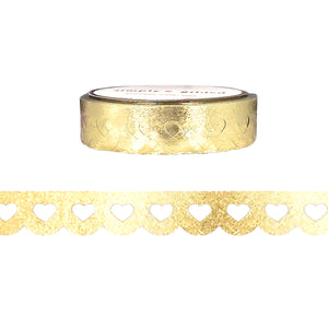 Metallic Light Gold Heart Lace Scallop washi (12mm) - Restock