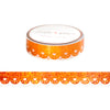 Showgirl Orange Sparkle Scallop Heart washi OOPS (12mm + orange sparkle holographic foil)
