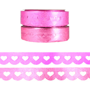 Heartbreaker Metallic Heart Lace Scallop washi set of 2 (12mm) - oops