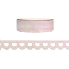 Mother Earth Pink Heart Lace Scallop washi (12mm + iridescent bubble glitter overlay) (Item of the Week)