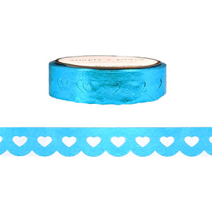 Metallic Icy Blue Heart Lace Scallop washi (12mm)