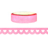 Neon Party Pink Glitter Heart Lace Scallop washi (12mm)