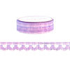 Purple Pink Plaid Heart Lace Scallop washi (12mm + lilac pink foil)