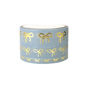Frosted Fir Bow washi set of 3 (15/10/5mm + light gold foil)