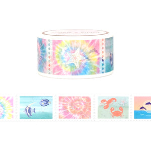 Summer Tie-Dye Stamp washi (25mm + silver holographic foil)