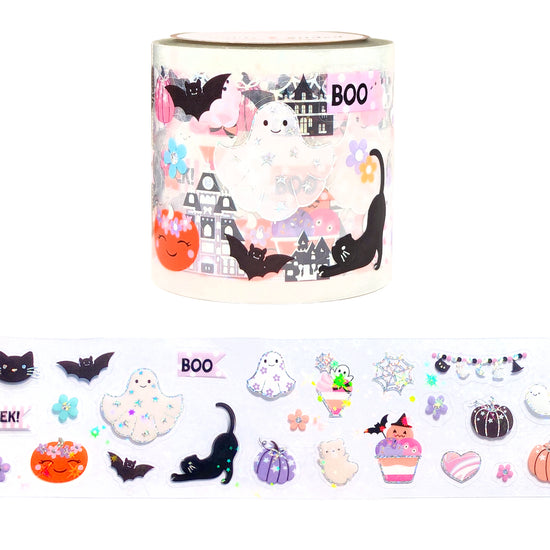 Spooky Sugar PET tape (50mm + silver holographic / starry sparkle overlay)