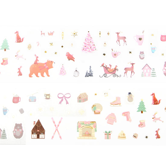 Pink Winter Favorites PET tape (50mm + light gold foil)