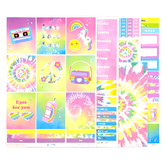 90s Pride Luxe Sticker Kit + date dots (silver crystal shatter holographic foil)