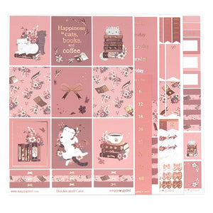 Books & Cats Blush Luxe Sticker Kit & date dots (rose gold foil)
