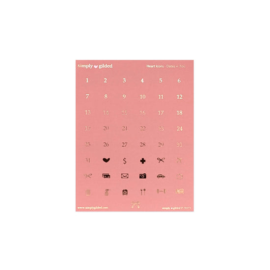 Books & Cats Blush Luxe Sticker Kit & date dots (rose gold foil)