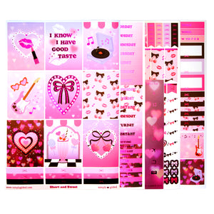 Short and Sweet Luxe Sticker Kit + date dots (pink foil)