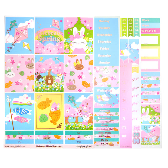Sakura Kite Luxe Sticker Kit + date dots (rose gold foil)