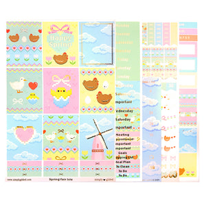 Spring Fair Isle Luxe Sticker Kit + date dots (light gold foil)