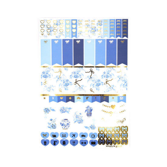 Blue Chinoiserie Luxe Sticker Kit (light gold foil)