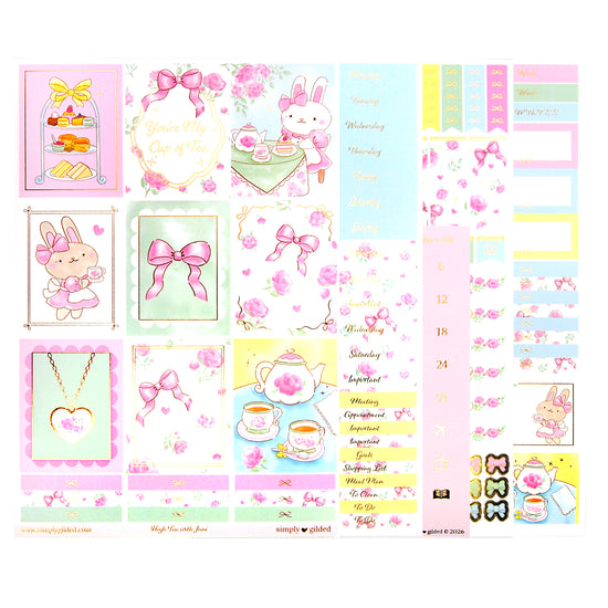 High Tea with Juni Luxe Sticker Kit + date dots (light gold foil)