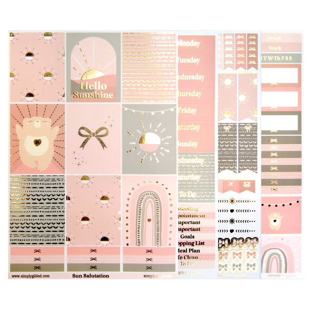 Sun Salutation Luxe Sticker Kit (light gold foil) - Restock – simply gilded