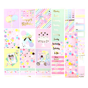 Happy Birthday 3.0 Luxe Sticker Kit + date dots (light gold foil)