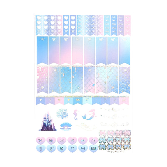 Pastel Mermaid Luxe Sticker Kit & date dots (silver holographic bubble glitter foil)