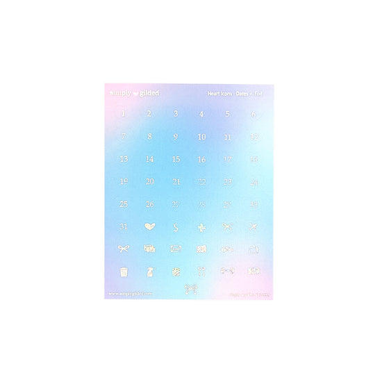 Pastel Mermaid Luxe Sticker Kit & date dots (silver holographic bubble glitter foil)