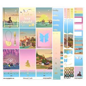 Mermaid Castle Luxe Sticker Kit & date dots (light gold foil)