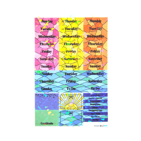 Stained Glass Summer Luxe Sticker Kit + date dots (crystal iridescent overlay)