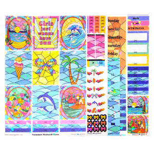 Stained Glass Summer Luxe Sticker Kit + date dots (crystal iridescent overlay)