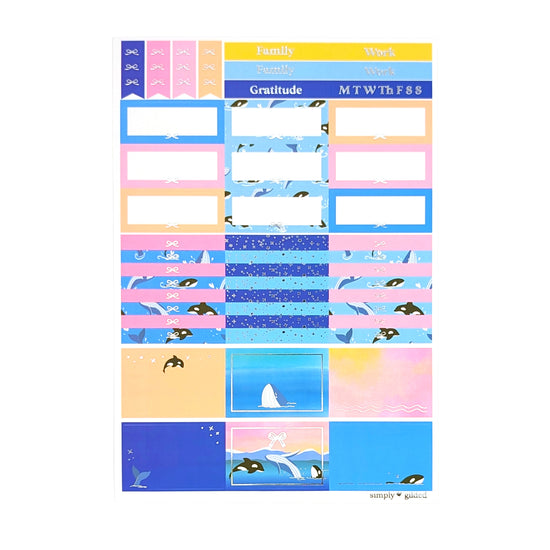 Whale Watching Luxe Sticker Kit (silver foil)