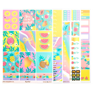 Tropical Fruit Luxe Sticker Kit + date dots (light gold foil)