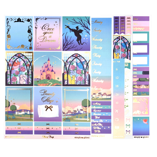 Sleeping Beauty Luxe Sticker Kit + date dots (light gold foil)