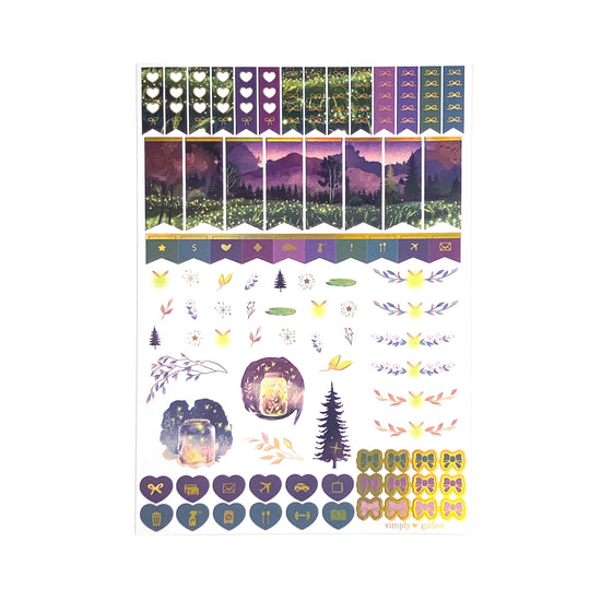 Fireflies Luxe Sticker Kit + date dots (light gold holographic foil)