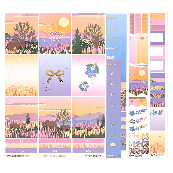 Berries & Bears Luxe Sticker Kit & date dots (light gold foil) - Restock