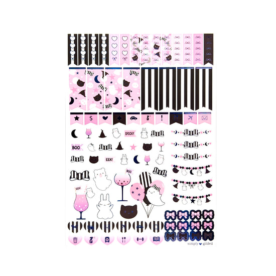 Halloween Party Luxe Sticker Kit + Date dots (holographic black foil)