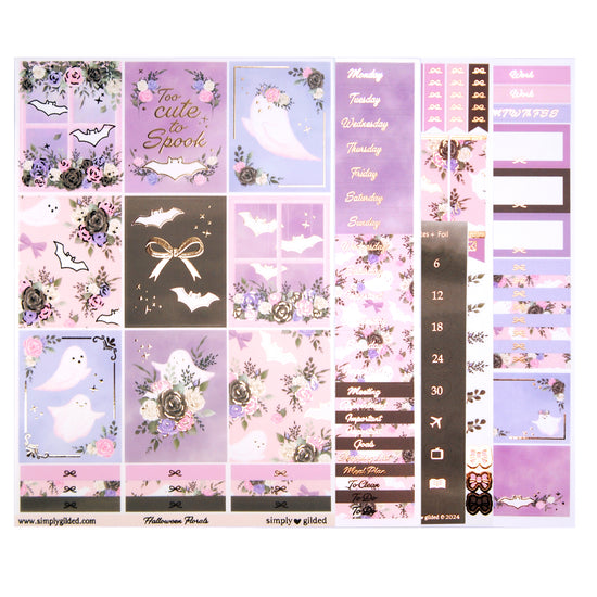 Floral Halloween Luxe Sticker Kit + date dots (rose gold foil)