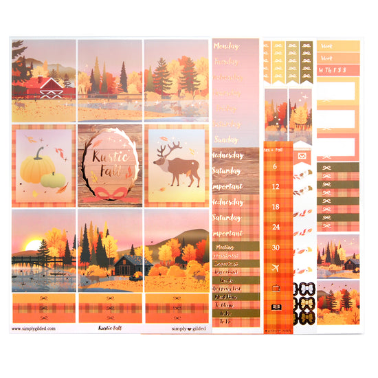 Rustic Fall Luxe Sticker Kit + date dots (rose gold foil)