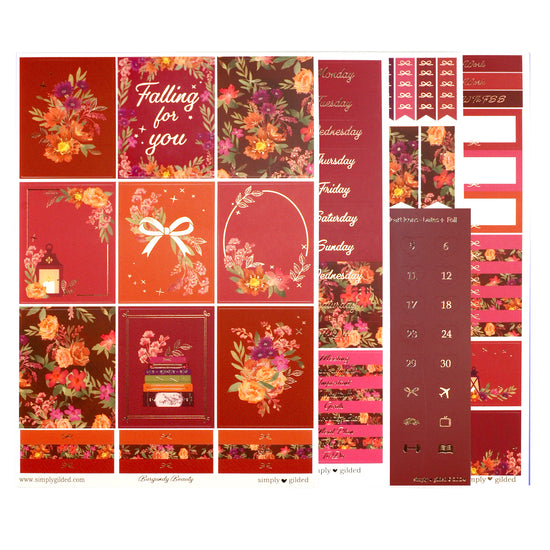 Burgundy Beauty Luxe Sticker Kit + date dots (rose gold foil)