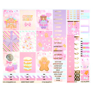 Christmas Candy Luxe Sticker Kit + date dots (light gold foil)
