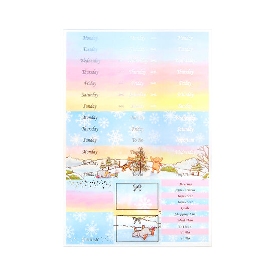 100 Acre Wood in Winter Luxe Sticker Kit + date dots (silver foil)