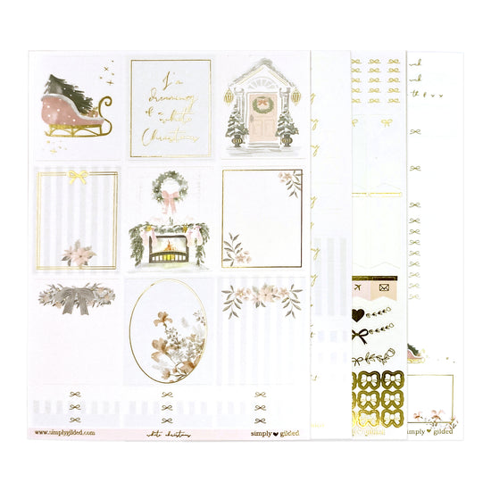 White Christmas Luxe Sticker Kit (light gold foil)