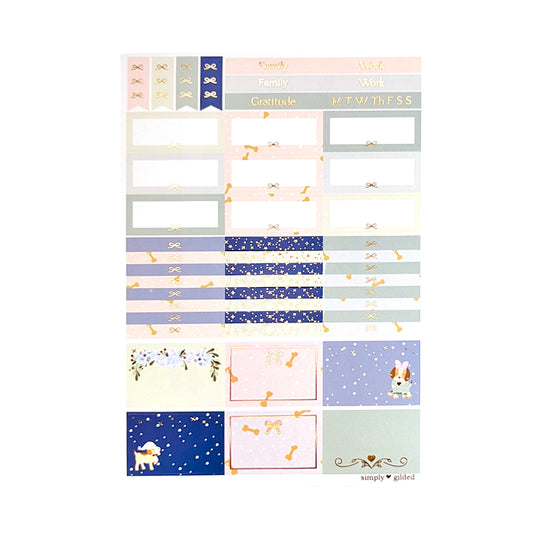 Winter Beagle Luxe Sticker kit + light gold foil (Item of the Week)