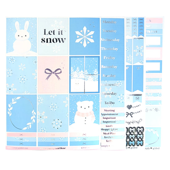 Snow Bunny and Bear Luxe Sticker kit + silver foil (Item of the Week)