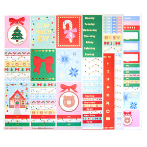 Christmas Cross Stitch Luxe Sticker Kit + date dots (light gold foil)